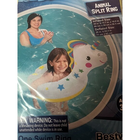 Bestway H2O Go!  Unicorn Animal Split Ring Pool Float Floaty 26” New - Picture 3 of 3